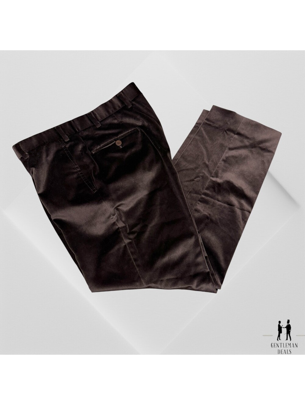 Isaia Mens Pants Brown 100% Cotton Soft Velvet Chino Trousers Man 50  32x28
